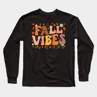 Groovy Fall Vibes Retro Fall Season Autumn Floral Long Sleeve T-Shirt